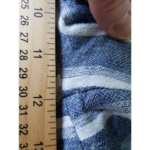 Loft NWT Shorts Romper 10 Striped Blue Linen Blend Drawstring Pockets Coastal - Picture 13 of 16